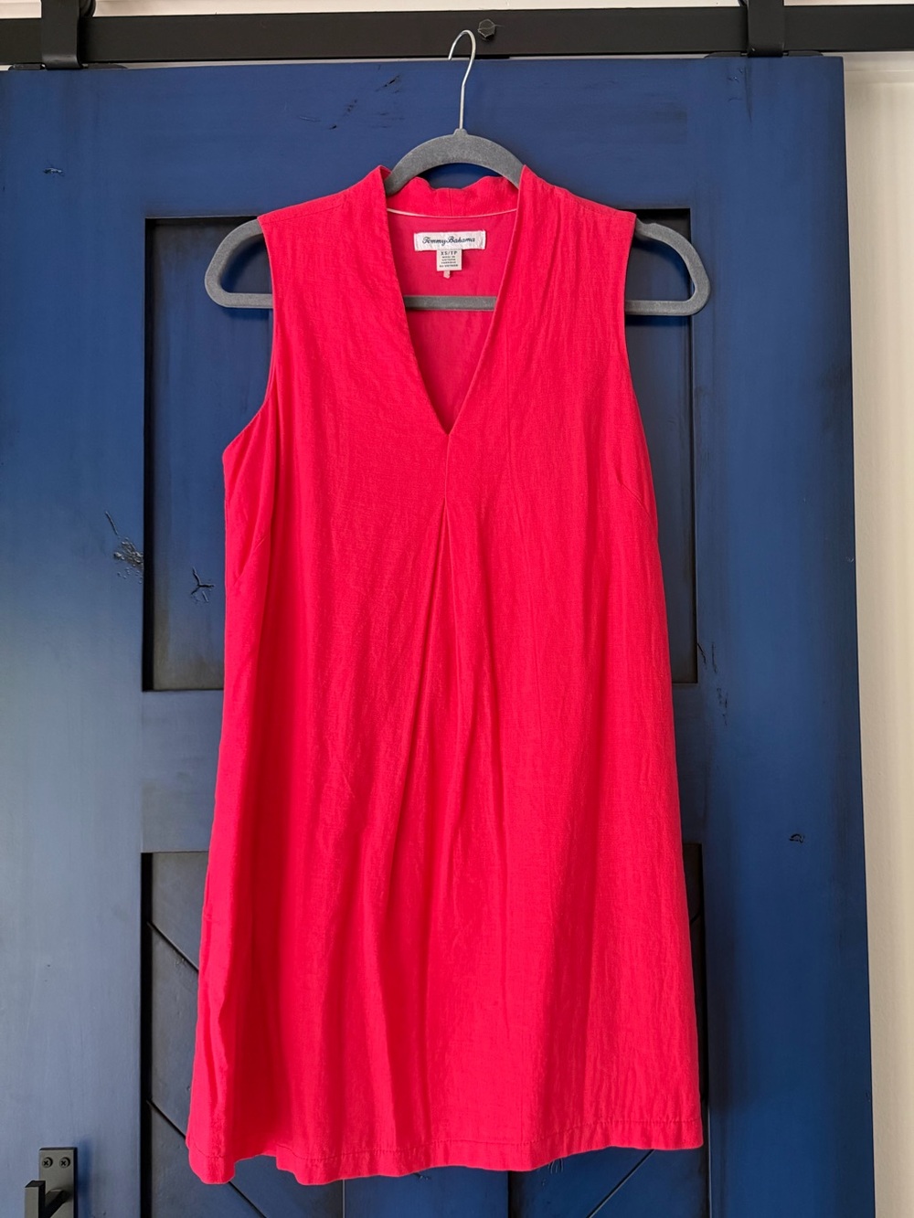 Tommy Bahama red linen sleeveless dress with pockets